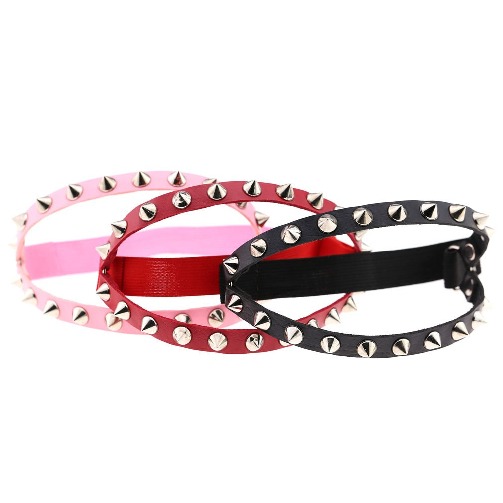 1pcs Punk Hip Hop Dance Leather Double Row Rivet Garter With Sexy Decorative Thigh Ring Body Chain