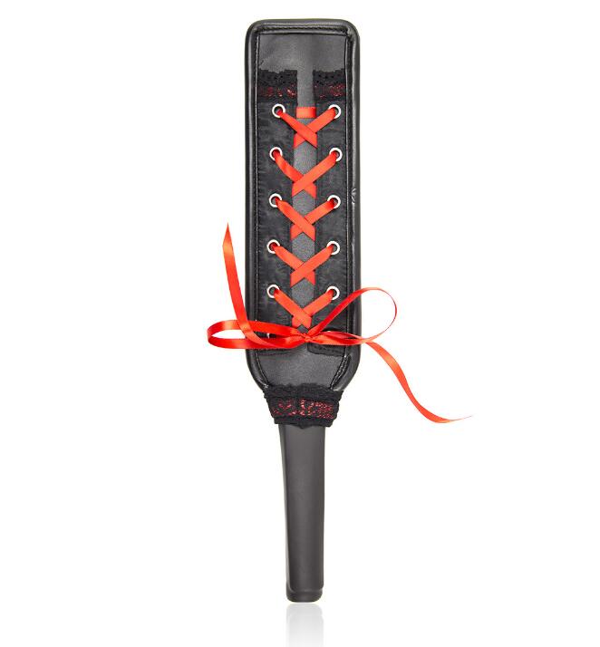 Leather Spanking Paddle Adult Paddle Whip with Ribbon and Metal Eyelets Role Play Paddle Toys