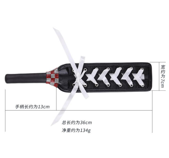 Leather Spanking Paddle Adult Paddle Whip with Ribbon and Metal Eyelets Role Play Paddle Toys