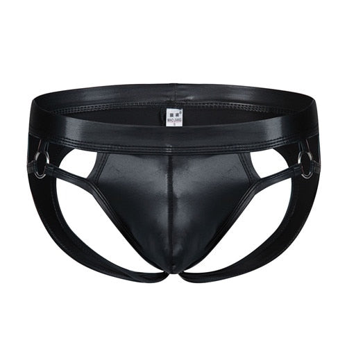 Gay Men Underwear Jockstrap Mens Thongs And G Strings PU Leather Sexy Underwear Men Erotic Penis Men's Thongs String Homme