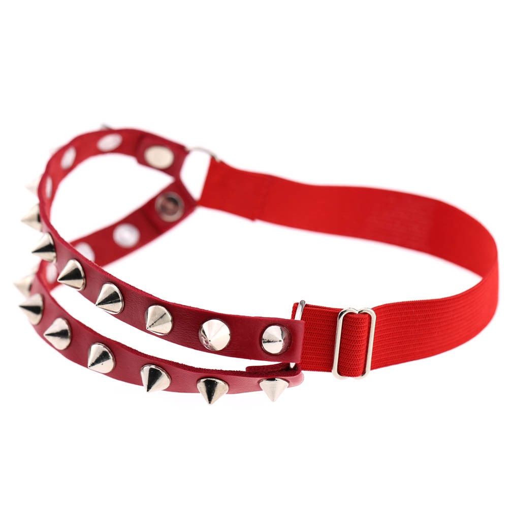 1pcs Punk Hip Hop Dance Leather Double Row Rivet Garter With Sexy Decorative Thigh Ring Body Chain