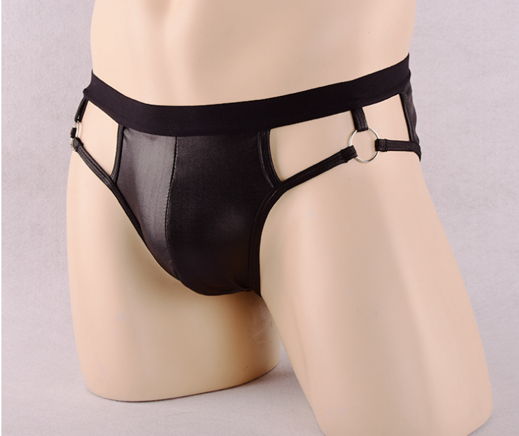 Gay Men Underwear Jockstrap Mens Thongs And G Strings PU Leather Sexy Underwear Men Erotic Penis Men's Thongs String Homme