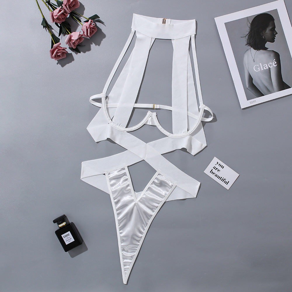 New sexy women's rope and hollow hanging neck jumpsuit, sexy lingerie