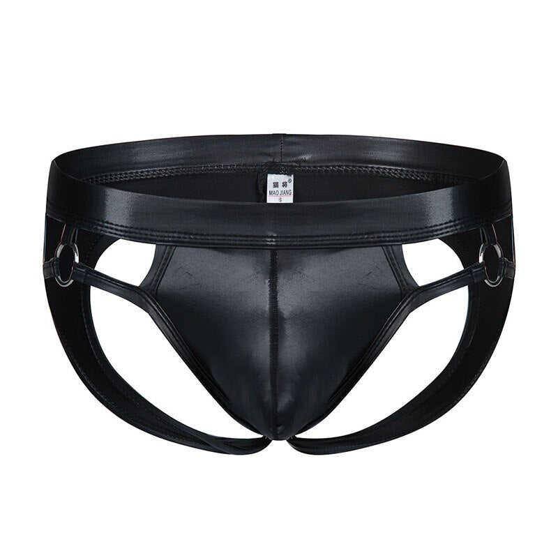 Gay Men Underwear Jockstrap Mens Thongs And G Strings PU Leather Sexy Underwear Men Erotic Penis Men's Thongs String Homme