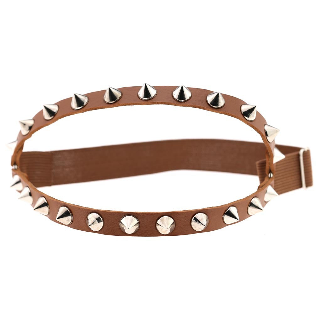 1pcs Punk Hip Hop Dance Leather Double Row Rivet Garter With Sexy Decorative Thigh Ring Body Chain